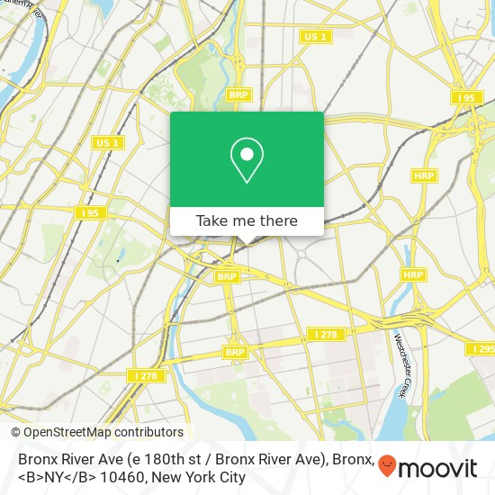Mapa de Bronx River Ave (e 180th st / Bronx River Ave), Bronx, <B>NY< / B> 10460