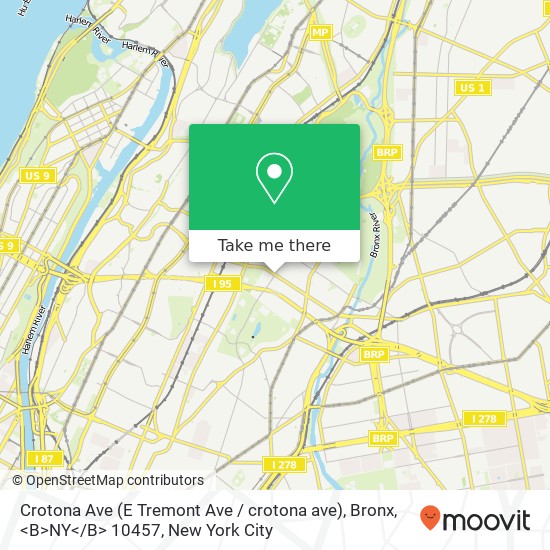 Mapa de Crotona Ave (E Tremont Ave / crotona ave), Bronx, <B>NY< / B> 10457
