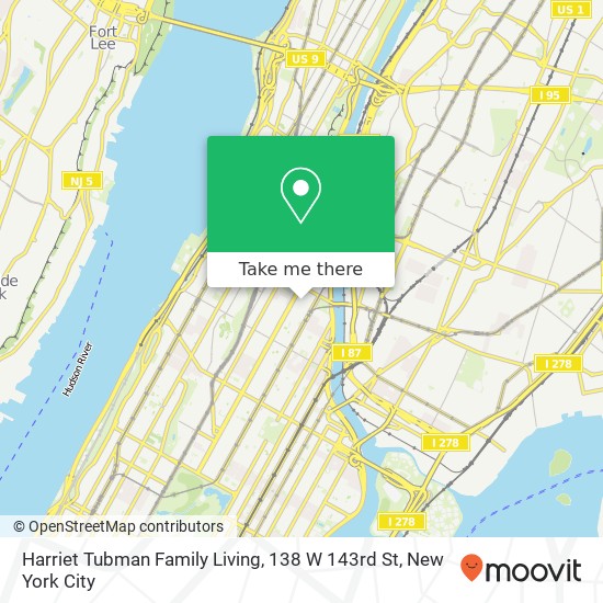 Harriet Tubman Family Living, 138 W 143rd St map