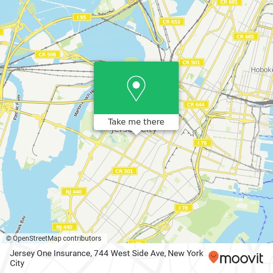 Jersey One Insurance, 744 West Side Ave map