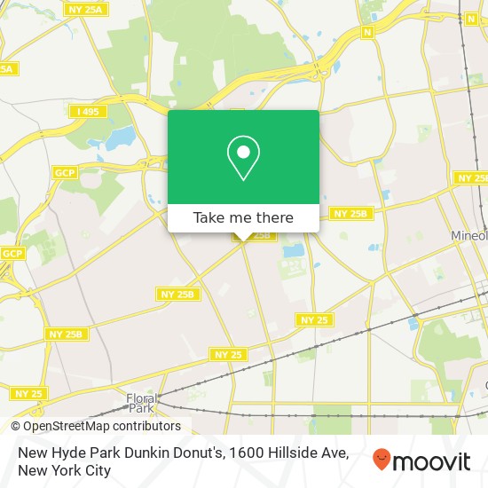 New Hyde Park Dunkin Donut's, 1600 Hillside Ave map