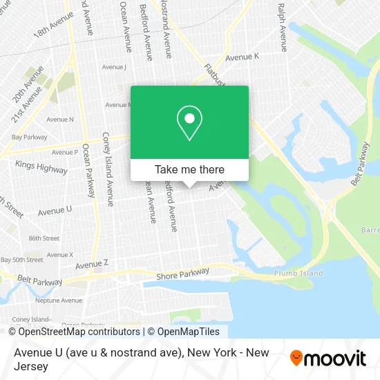 Avenue U (ave u & nostrand ave) map