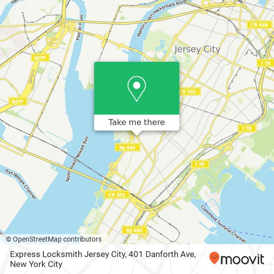 Mapa de Express Locksmith Jersey City, 401 Danforth Ave