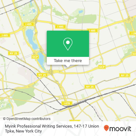 Myink Professional Writing Services, 147-17 Union Tpke map
