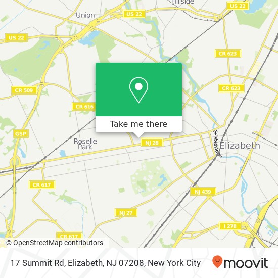 Mapa de 17 Summit Rd, Elizabeth, NJ 07208