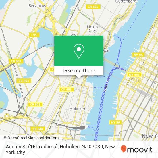 Mapa de Adams St (16th adams), Hoboken, NJ 07030