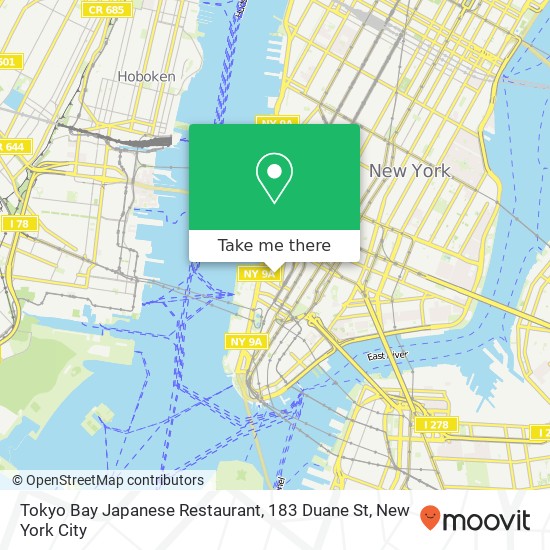 Mapa de Tokyo Bay Japanese Restaurant, 183 Duane St