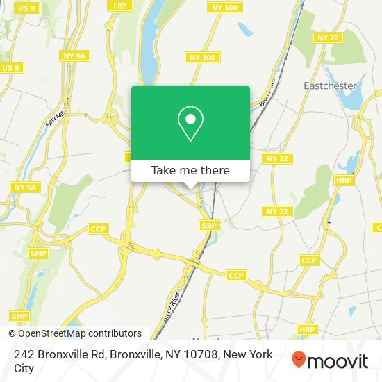 Mapa de 242 Bronxville Rd, Bronxville, NY 10708