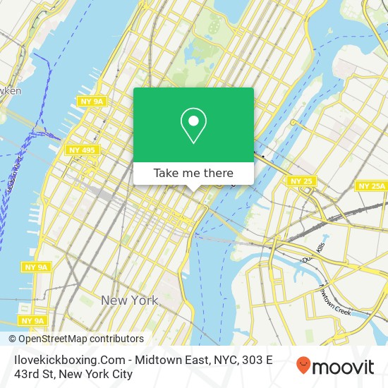 Mapa de Ilovekickboxing.Com - Midtown East, NYC, 303 E 43rd St