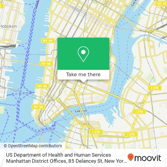 Mapa de US Department of Health and Human Services Manhattan District Offices, 85 Delancey St