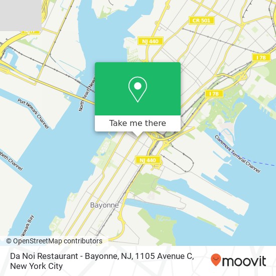 Mapa de Da Noi Restaurant - Bayonne, NJ, 1105 Avenue C