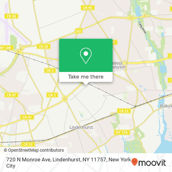 Mapa de 720 N Monroe Ave, Lindenhurst, NY 11757