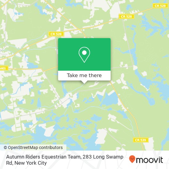 Mapa de Autumn Riders Equestrian Team, 283 Long Swamp Rd