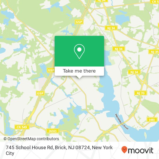 Mapa de 745 School House Rd, Brick, NJ 08724