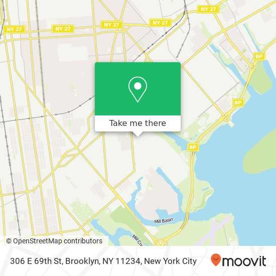 Mapa de 306 E 69th St, Brooklyn, NY 11234