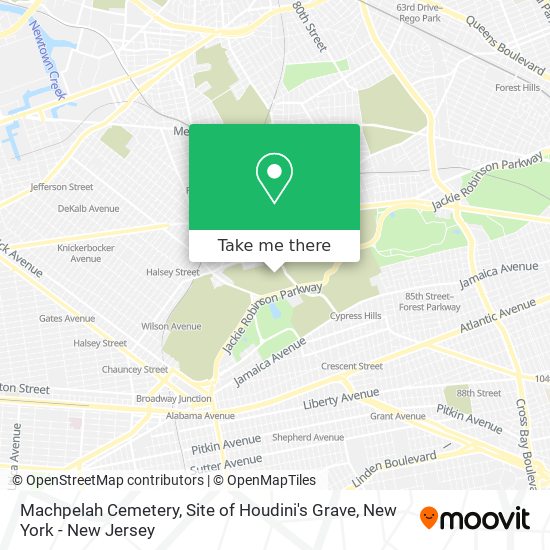 Machpelah Cemetery, Site of Houdini's Grave map