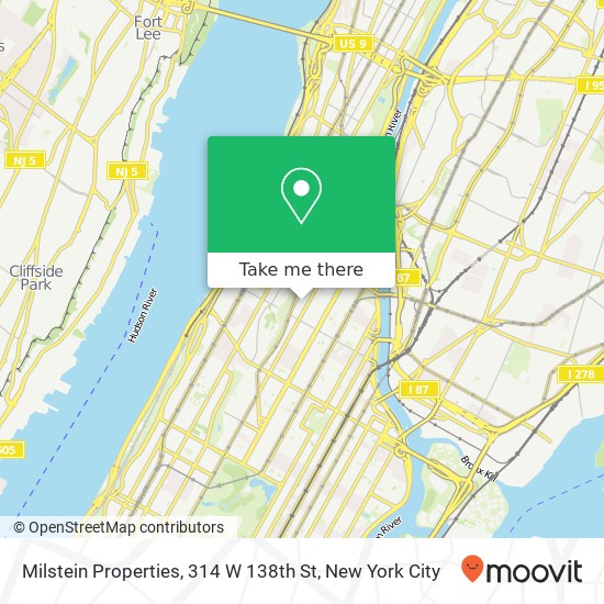 Mapa de Milstein Properties, 314 W 138th St