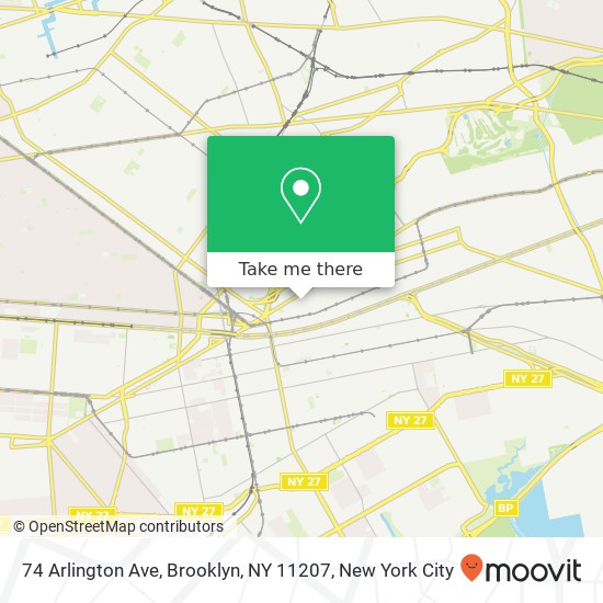 Mapa de 74 Arlington Ave, Brooklyn, NY 11207