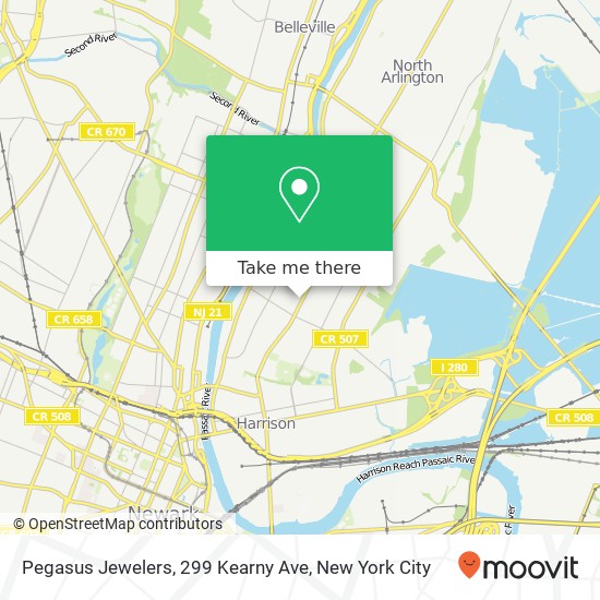 Mapa de Pegasus Jewelers, 299 Kearny Ave
