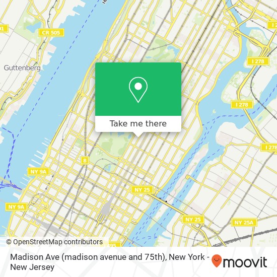 Madison Ave (madison avenue and 75th) map