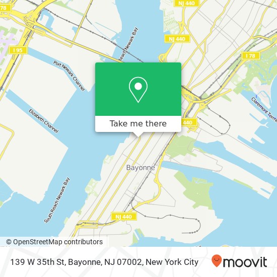 Mapa de 139 W 35th St, Bayonne, NJ 07002