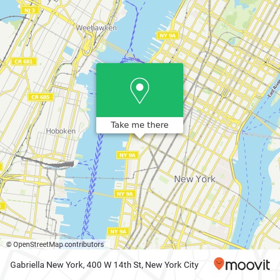 Gabriella New York, 400 W 14th St map