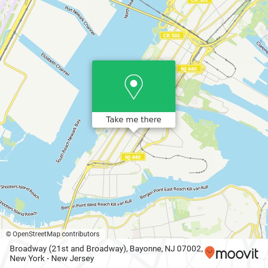 Mapa de Broadway (21st and Broadway), Bayonne, NJ 07002