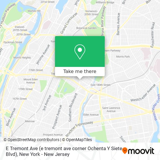Mapa de E Tremont Ave (e tremont ave corner Ochenta Y Siete Blvd)