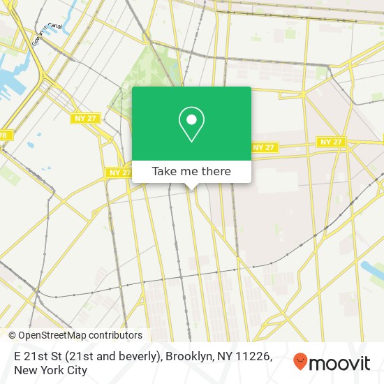Mapa de E 21st St (21st and beverly), Brooklyn, NY 11226