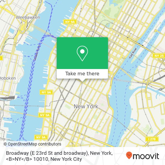 Broadway (E 23rd St and broadway), New York, <B>NY< / B> 10010 map