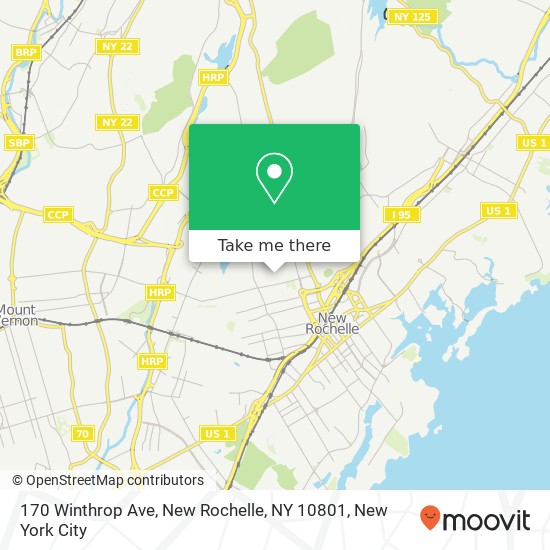 Mapa de 170 Winthrop Ave, New Rochelle, NY 10801