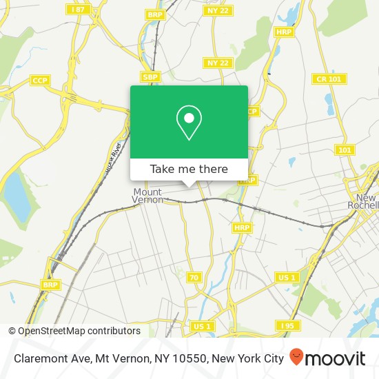 Mapa de Claremont Ave, Mt Vernon, NY 10550