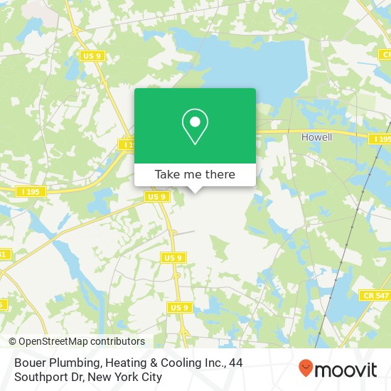 Mapa de Bouer Plumbing, Heating & Cooling Inc., 44 Southport Dr