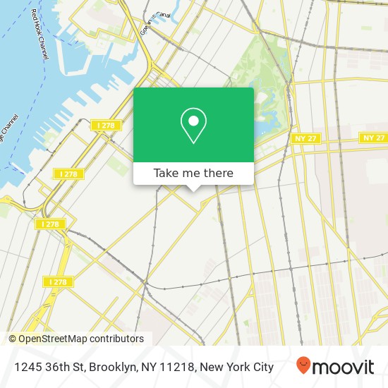 Mapa de 1245 36th St, Brooklyn, NY 11218