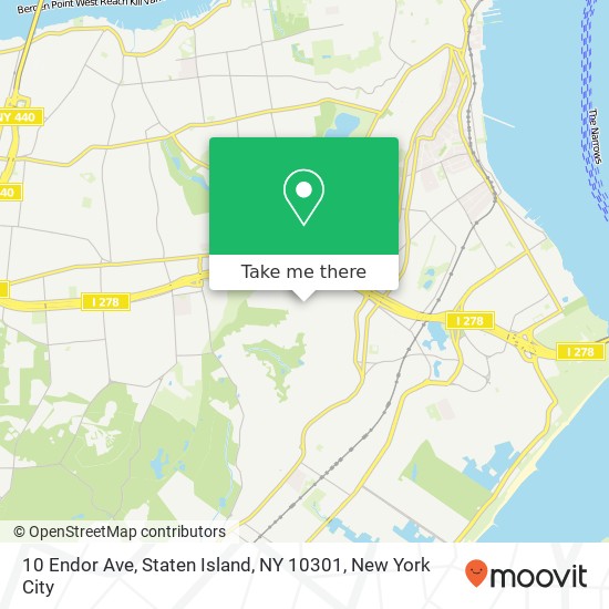 Mapa de 10 Endor Ave, Staten Island, NY 10301