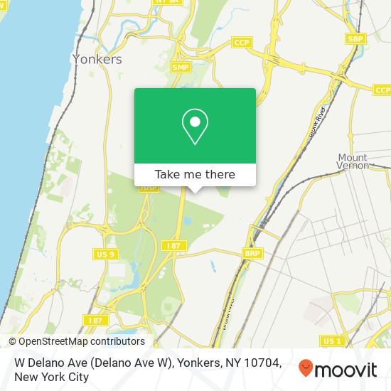 Mapa de W Delano Ave (Delano Ave W), Yonkers, NY 10704