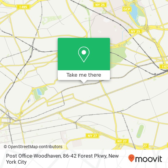 Post Office-Woodhaven, 86-42 Forest Pkwy map