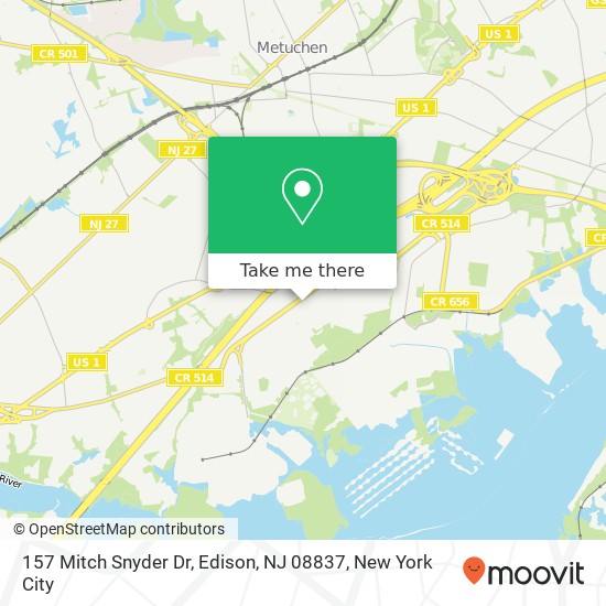 Mapa de 157 Mitch Snyder Dr, Edison, NJ 08837