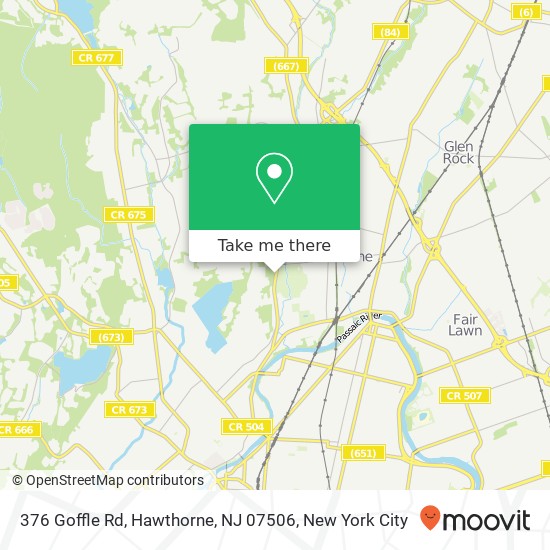Mapa de 376 Goffle Rd, Hawthorne, NJ 07506