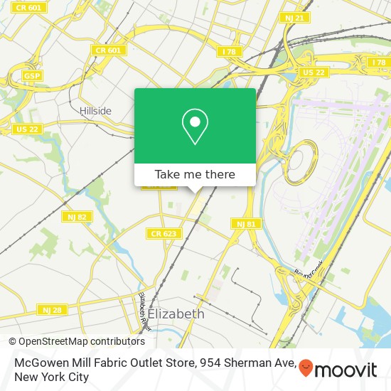 Mapa de McGowen Mill Fabric Outlet Store, 954 Sherman Ave