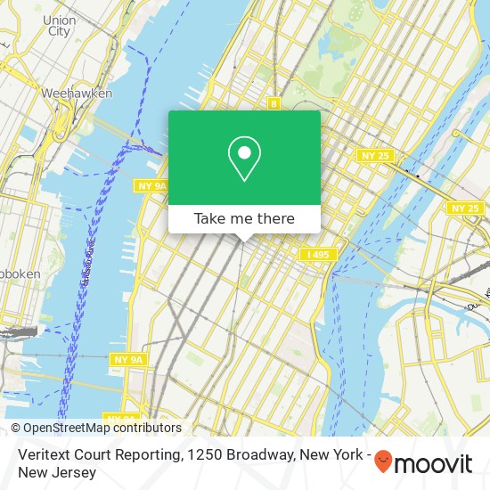 Mapa de Veritext Court Reporting, 1250 Broadway