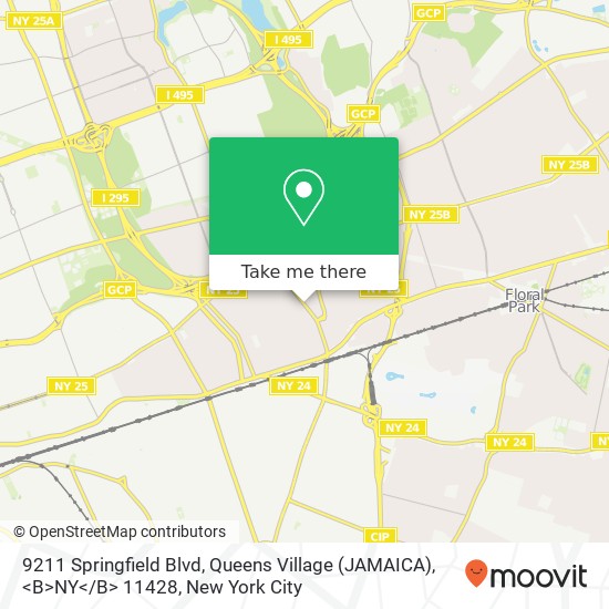 Mapa de 9211 Springfield Blvd, Queens Village (JAMAICA), <B>NY< / B> 11428