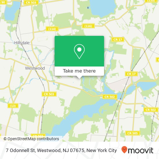 Mapa de 7 Odonnell St, Westwood, NJ 07675