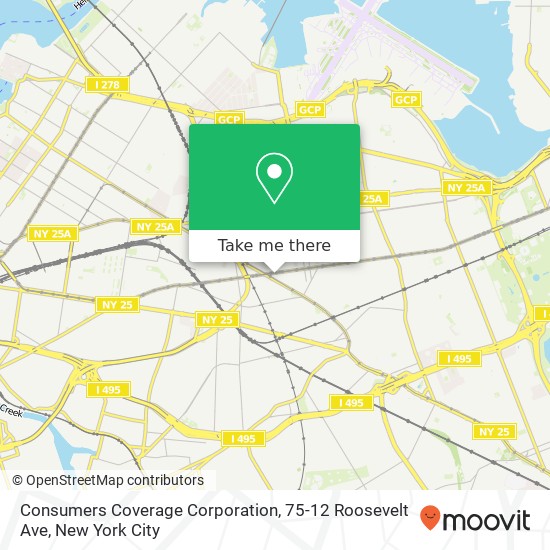 Mapa de Consumers Coverage Corporation, 75-12 Roosevelt Ave