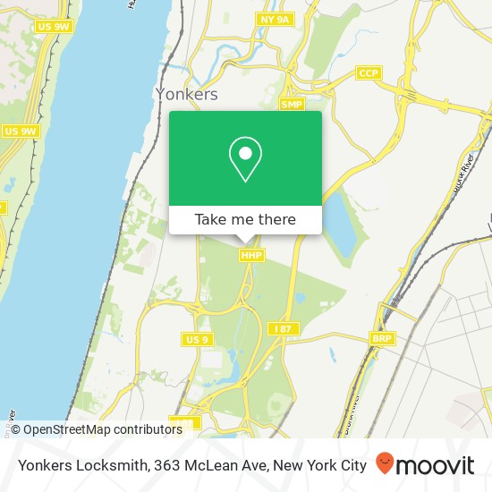 Mapa de Yonkers Locksmith, 363 McLean Ave