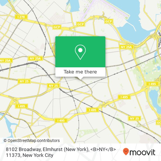Mapa de 8102 Broadway, Elmhurst (New York), <B>NY< / B> 11373