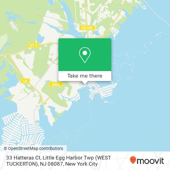Mapa de 33 Hatteras Ct, Little Egg Harbor Twp (WEST TUCKERTON), NJ 08087