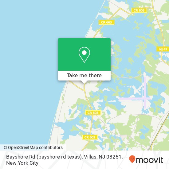 Mapa de Bayshore Rd (bayshore rd texas), Villas, NJ 08251