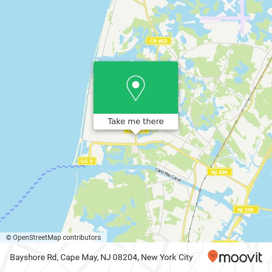 Mapa de Bayshore Rd, Cape May, NJ 08204