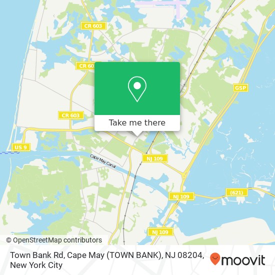 Mapa de Town Bank Rd, Cape May (TOWN BANK), NJ 08204